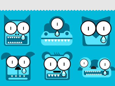 Crybabies blue characters design icons