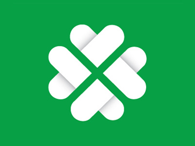White logo on color background mark identity logo green white overlap