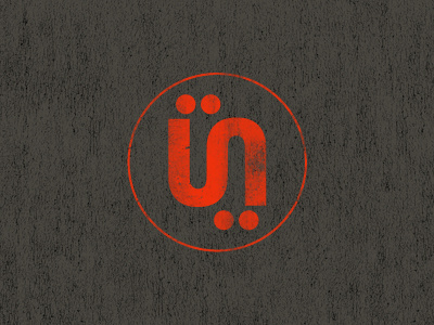 Double Ü stamped dark design logo red texture