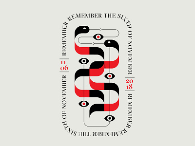 Remember Remember the 6th of November! badge design beige black design eyes geometric graphic design illustration political art poster art red snakes typography vector