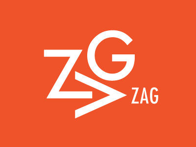 ZAG identity letterforms orange type