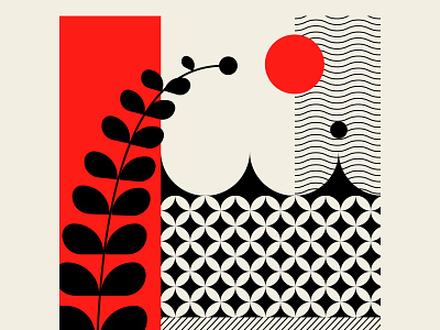Not Here black design geometric geometric design identity illustration logo pattern design postcard red tropical