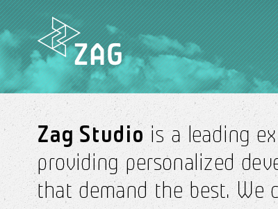 ZAG Studio header identity text web design