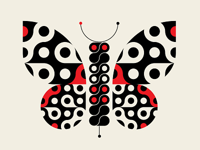 Supa Pupa beige black butterfly design geometric identity illustration moth pattern red vector