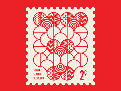 Our 2¢ black branding design geometric heart illustration red stamps