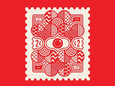 Our 2¢. Stamp 7 badge design branding design geometric identity illustration patterns red stamp design stamps