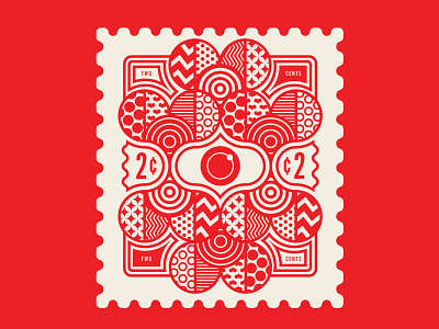 Our 2¢. Stamp 7 badge design branding design geometric identity illustration patterns red stamp design stamps