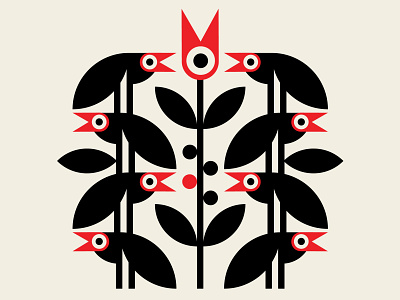 Crowbar abstract design birds black branding design geometric identity illustration red santa monica vector