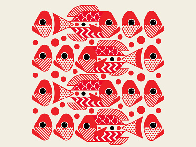 Fish Heads Heads Heads abstract art branding design fish geometric illustration los angeles red repeat pattern trufcreative