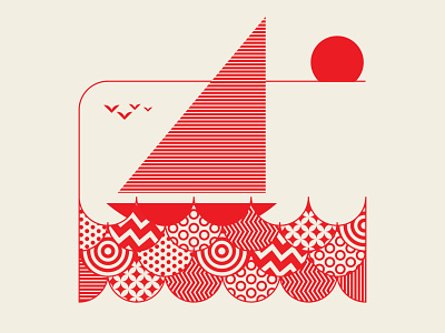 Lil Yachty abstract art birds eye branding design geometric graphic design illustration ocean pattern design red sailboat santa monica sunset trufcreative