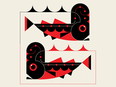 Atlantic Thumb Head abstract design abstraction black branding design fish geometric illustration los angeles messy modernism minimalism red santa monica trufcreative vector