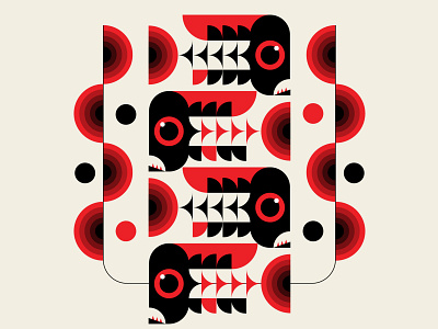 Clown Bonefish abstract design black branding fish geometric identity illustration los angeles red trufcreative vector