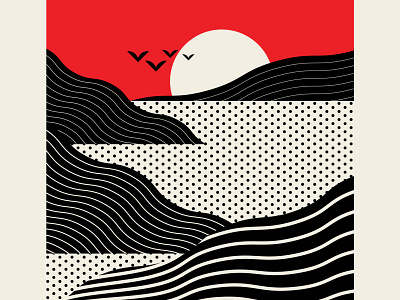 West Coastal abstract design black branding coast design geometric identity illustration ocean red santa monica sea seascape sunset trufcreative vector