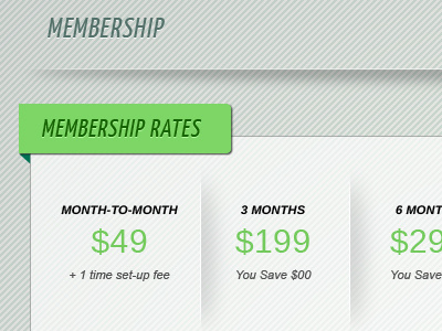 Gym Membership Rates chart gray green web design