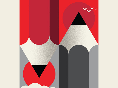 Brainstorming abstract design black design geometric identity illustration pencils red vector illustration
