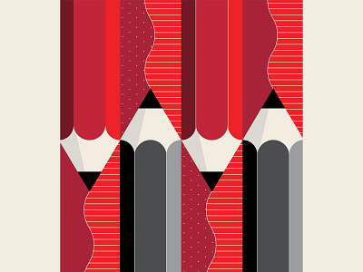 Brainstorming 2 (Electric Boogaloo) abstract black design geometric identity illustration opart patterns pencils red vector