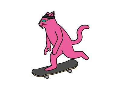 Skateboarding Cat cat pink sk8 skate skateboard