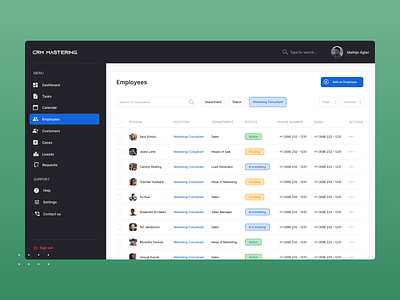 CRM System for Business - Employees Screen - Power of colors! adobexd clean clean design crm crmsystem employees figma moderndesign uidesign uisketch userexperience userinterface uxdesign web web app wireframe