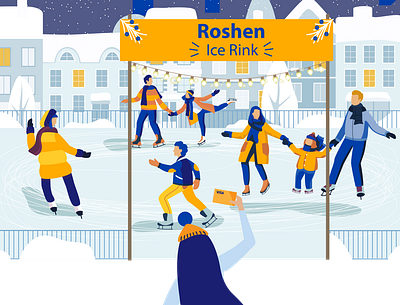 Ice Rink Roshen and Visa adobeillustration ai design graphic graphic design graphicdesign illustration illustration graphic design ui vector