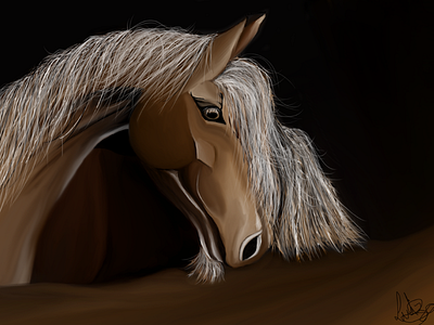 Horse digital illustration art brush color draw horse ilustration realistic