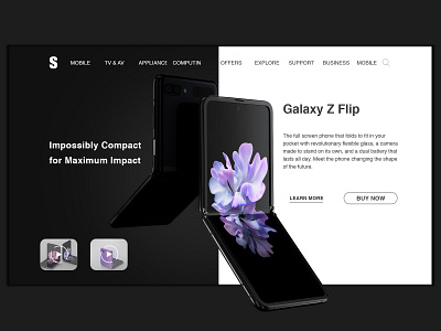 Samsung Z Flip Concept black white concept design phone product design samsung ui ux web