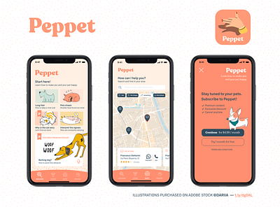 Peppet - Live with your pets app design flows pet pets ui ui design ux