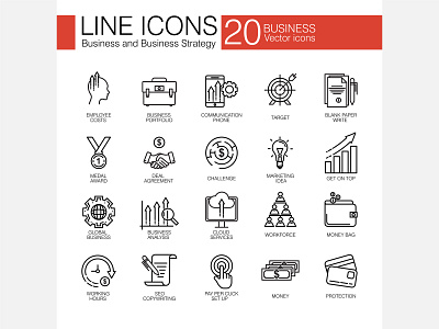 Set of Business and Business Strategy line icons animation branding business design finance flat icon illustration logo minimal mobile strategy type ui ux vector web website