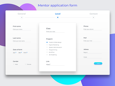 Mentor Application Form application debut form forms hello dribbble information input ui web