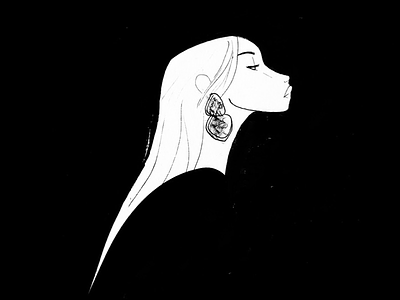 Profile blackandwhite character fashion handdrawn illustration sketch