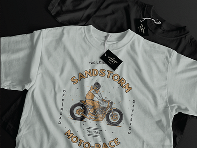 Sandstorm Moto-Race | T-shirt Mockup branding design graphicdesign hand drawn illustration logo logodesign mockup typography