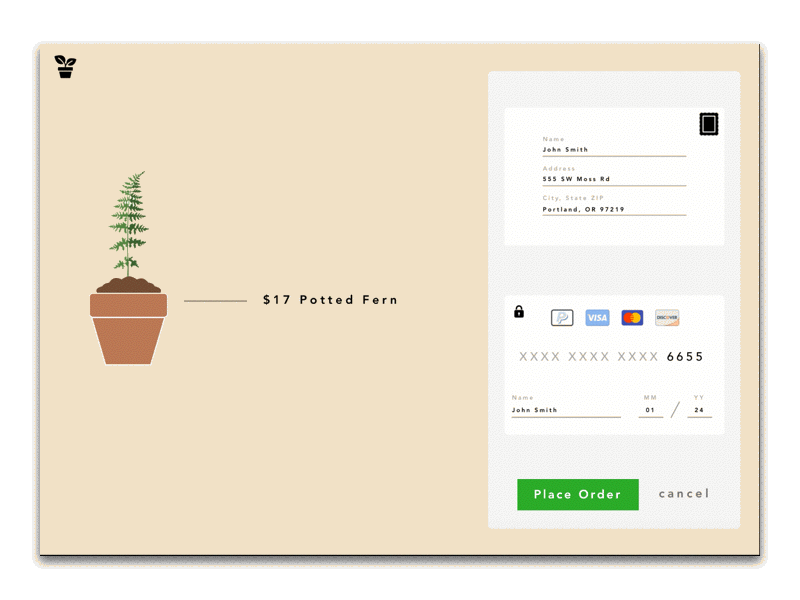 DailyUI #002 - Checkout Concept checkout concept dailyui gif house plants plants product shop