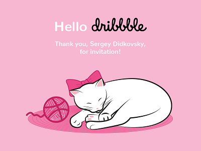 Hello Dribbble! cat dribbble hello hellodribbble illustration kitty