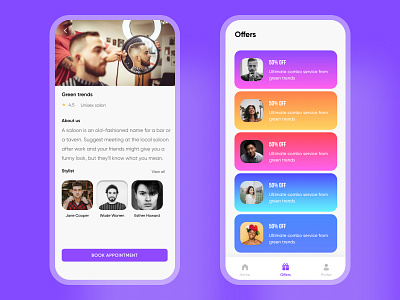 Nearby Salon App android app design app app design cards ui clean design icon illustration illustrations ios app design minimal mobile ui offers salon app typography ui uidesign ux uxdesign vector