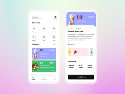 Subscription Service App app cards clean icons minimal mobile ui service app subscription box typogaphy ui uidesign ux uxdesign
