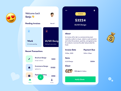 Inwillo | Invoicing and Money Management App 🧾 app clean crm software dashboard ui f22labs icon invoice invoice app invoice design minimal mobile ui money management money transfer payment app payment form payment method ui uidesign ux uxdesign