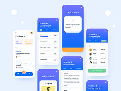 BrainScape - Flashcards Maker App app cards ui clean dashboard ui figma flashcard freebies icon leaderboard minimal mobile ui notes app quiz app ui ui kit uidesign ux uxdesign