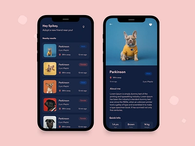 Pet Adoption App animals app app design clean colors concept design dogs minimal pet adoption petcare pets petshop product design ui ux vetcare