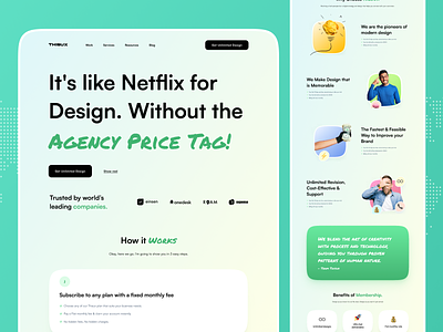 Thisux - Unlimited Design Service as Subscription branding clean design design agency digital agency illustration landing page one page pricing page saas spikeysanju thisux ui ui design ui ux design ux ux design web web agency
