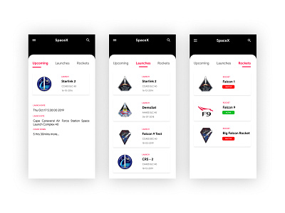 SpaceX App android app android app development app branding figma ios launch mobile ui prototype rocket spacex uikit uxdesign