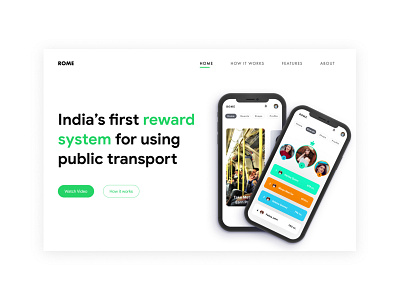 Mobile App - Landing Page Design android app design branding clean ui design figma illustration illustrations ios landing page design minimal mobile ui mockups rewards startup transportation design ui ux uxdesign webdesign webuiuxdesign