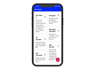 Mini Notes App - Minimal UI app clean ui colorful interaction design minimal mobile app mobile ui todo app todo list ui ui ux ui design uiux user inteface ux design