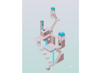 Isometric illustration inspired by Monument Valley