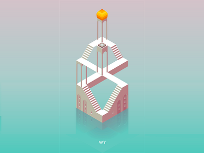 Isometric illustration inspired by Monument Valley 2 illustration