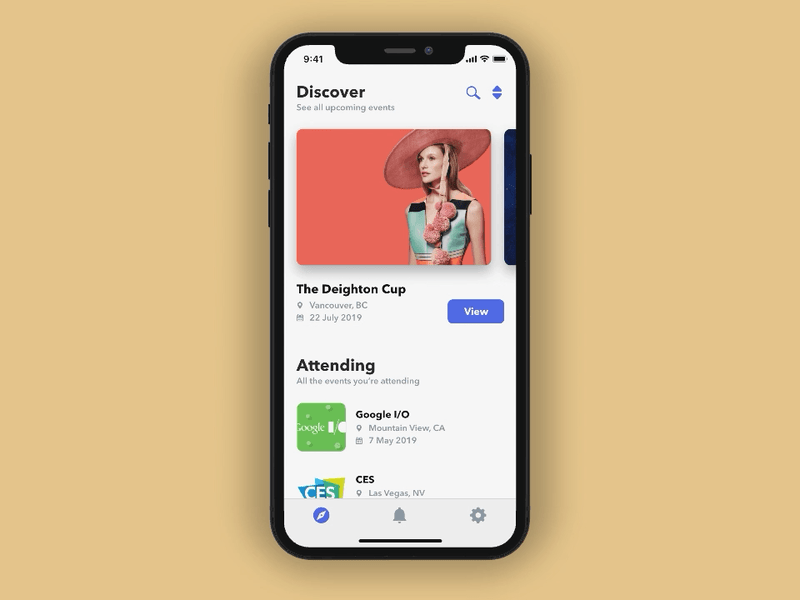 Event Discovery UI app design event app ui ux