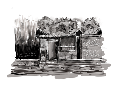 Old Garage architecture art background concept drawing environment garage grayscale hello house illustration machine shop props real time sketch sketches