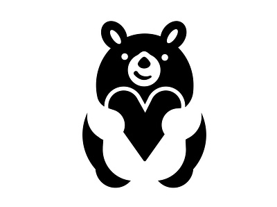 Drawing panda holding heart cleandeisng creative design icon logo panda symbol vector