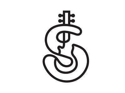 S-shaped guitar symbol design black cleandeisng creative guitar icon logo vector