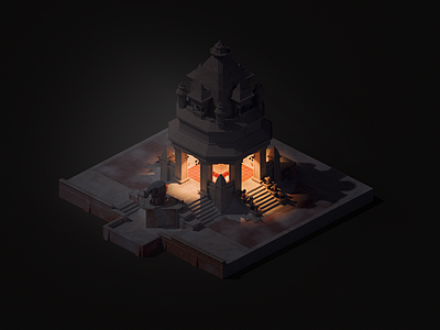 Mangachu - Overwatch Nepal Shrine night 3d isometric lowpoly mangachu night overwatch