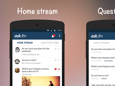 Ask.fm | Home Stream & Questions android ask.fm home questions stream