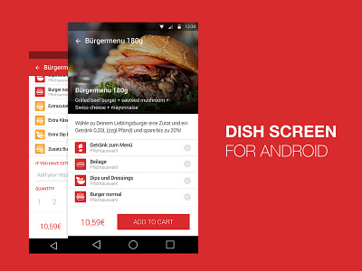 Dish - Menu Item screen add to cart android burger cart dish menu